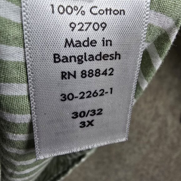 Woman Within Womens Button Down Shirt Green & White Striped Size 3X 100% Cotton - Picture 4 of 6